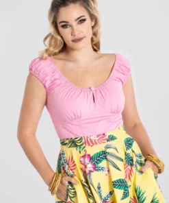 Hell Bunny Melissa Top In Candy Pink
