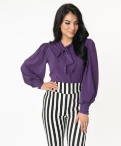 Unique Vintage Gwen Blouse - Purple