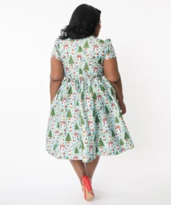 Unique Vintage Cora Swing Dress - Forest Gnome Scene