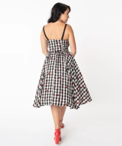 Unique Vintage Golightly Strawberry Gingham Swing Dress