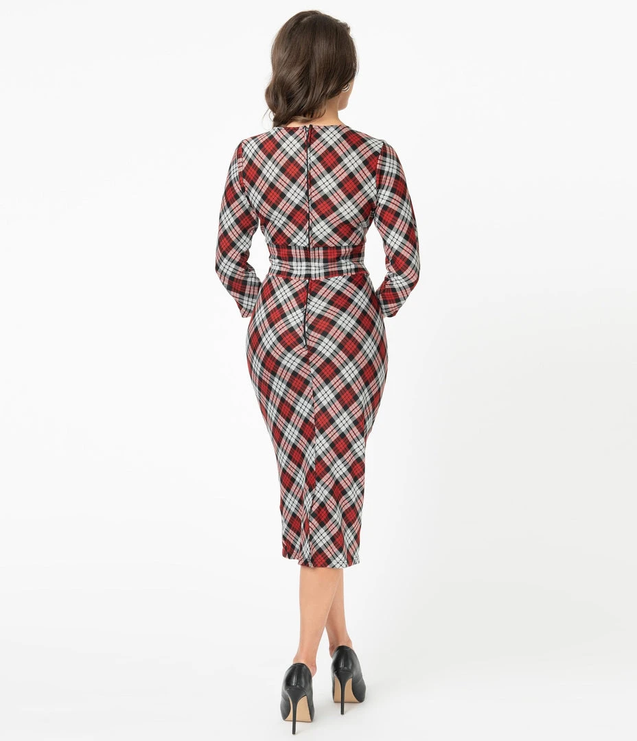 Unique Vintage Lyddie Dress - Red / Grey Plaid 4 Unique Vintage Lyddie Dress - Red / Grey Plaid