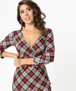 Unique Vintage Lyddie Dress - Red / Grey Plaid 9 Unique Vintage Lyddie Dress - Red / Grey Plaid