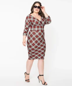 Unique Vintage Lyddie Dress - Red / Grey Plaid 10 Unique Vintage Lyddie Dress - Red / Grey Plaid