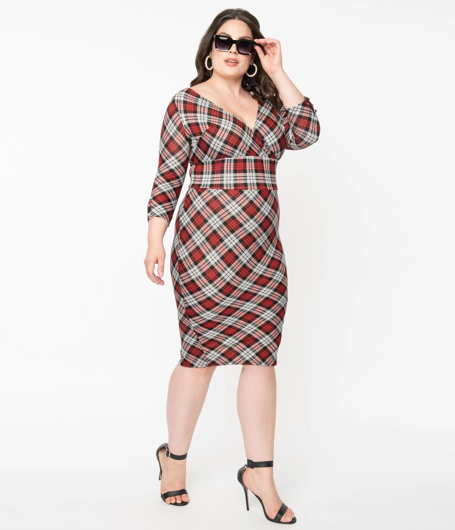 Unique Vintage Lyddie Dress - Red / Grey Plaid 6 Unique Vintage Lyddie Dress - Red / Grey Plaid
