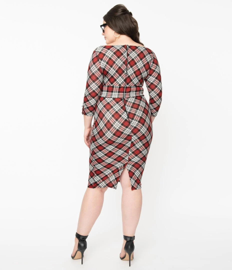 Unique Vintage Lyddie Dress - Red / Grey Plaid 7 Unique Vintage Lyddie Dress - Red / Grey Plaid