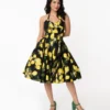 Unique Vintage Orchard Lemon Swing Dress