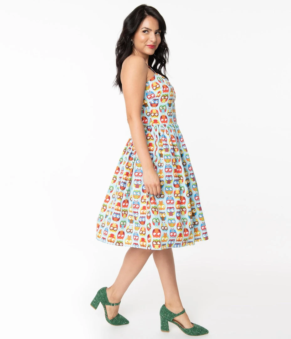 Unique Vintage Darcy Owl Print Swing Dress 4 Unique Vintage Darcy Owl Print Swing Dress