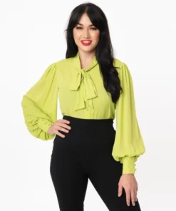 Unique Vintage Gwen Blouse - Chartreuse