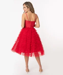 Unique Vintage Cupcake Red Tulle Swing Dress 13 Unique Vintage Cupcake Red Tulle Swing Dress