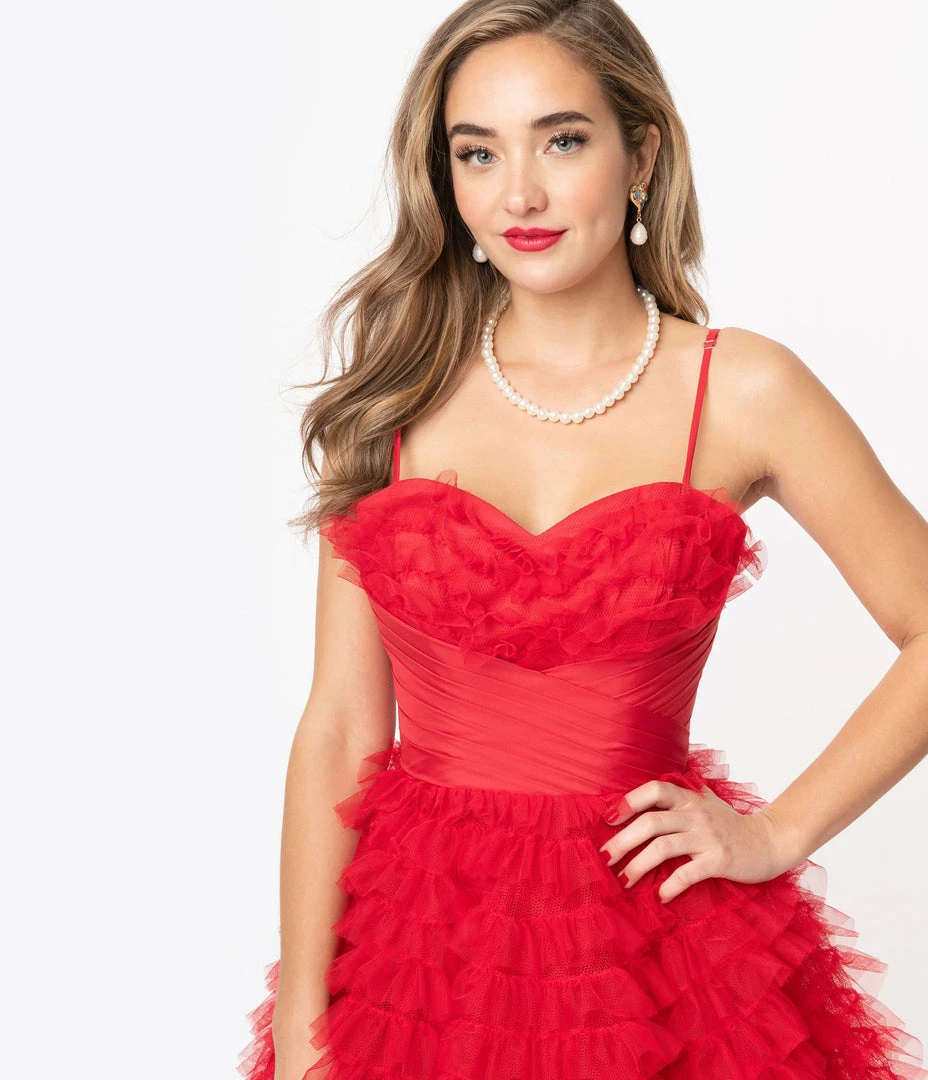 Unique Vintage Cupcake Red Tulle Swing Dress 7 Unique Vintage Cupcake Red Tulle Swing Dress