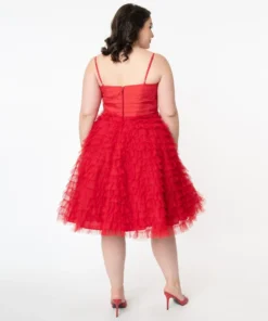 Unique Vintage Cupcake Red Tulle Swing Dress 16 Unique Vintage Cupcake Red Tulle Swing Dress