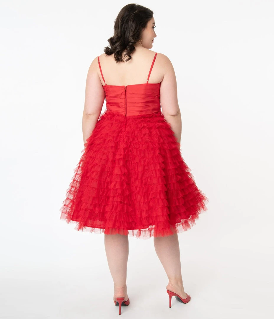 Unique Vintage Cupcake Red Tulle Swing Dress 9 Unique Vintage Cupcake Red Tulle Swing Dress