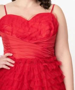 Unique Vintage Cupcake Red Tulle Swing Dress 17 Unique Vintage Cupcake Red Tulle Swing Dress