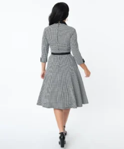 Unique Vintage Trudy Houndstooth Swing Dress