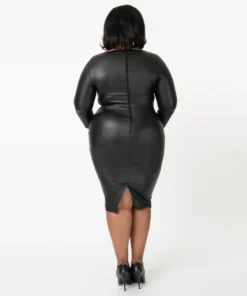Unique Vintage Lyddie Vegan Leather Wiggle Dress 12 Unique Vintage Lyddie Vegan Leather Wiggle Dress