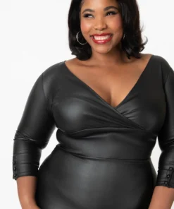 Unique Vintage Lyddie Vegan Leather Wiggle Dress 13 Unique Vintage Lyddie Vegan Leather Wiggle Dress