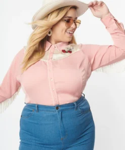 Unique Vintage Peach & Ivory Western Blouse 10 Unique Vintage Peach & Ivory Western Blouse