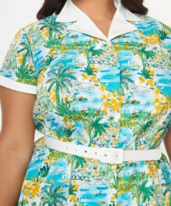 Unique Vintage Alexis Seaside Print Dress