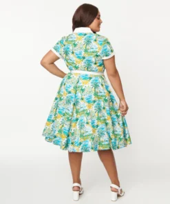 Unique Vintage Alexis Seaside Print Dress