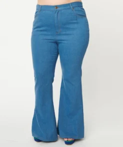 Unique Vintage Rainbow Embroidered Bellbottom Jeans