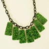 Accessories Bow & Crossbones Marcella Necklace - Green Marbled