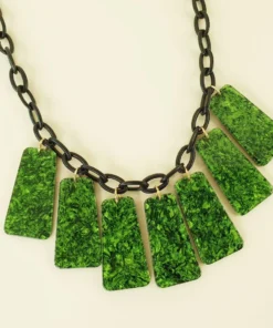 Accessories Bow & Crossbones Marcella Necklace - Green Marbled