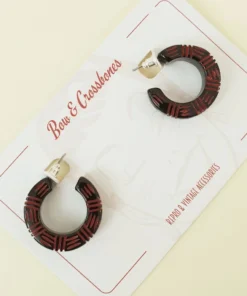 Bow & Crossbones Kane Wicker 2 Tone Hoop Stud Earrings - Lava Accessories