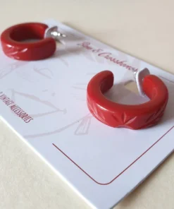 Bow & Crossbones Ivy Vines Hoop Earrings - Red Accessories