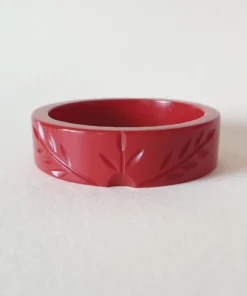 Bow & Crossbones Ivy Vines Carved Bangle - Red Accessories