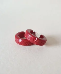 Bow & Crossbones Ivy Vines Hoop Earrings - Red Accessories