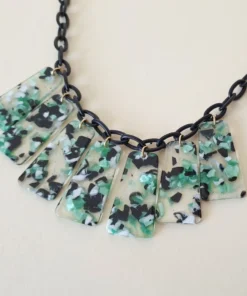 Bow & Crossbones Marcella Necklace - Green, Black & White