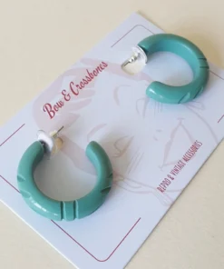 Bow & Crossbones Elsie Carved Hoop Earrings - Seafoam Accessories