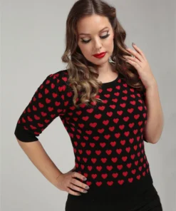 Collectif Chrissie Heart Knitted Top