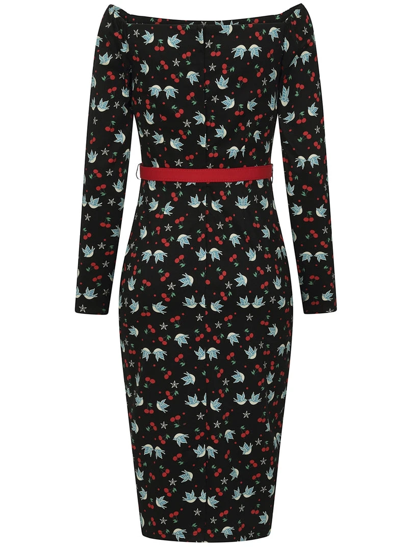 Collectif Meg Swallows & Cherries Pencil Dress 4 Collectif Meg Swallows & Cherries Pencil Dress