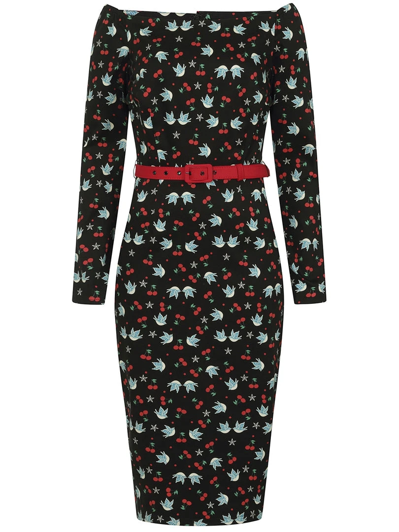 Collectif Meg Swallows & Cherries Pencil Dress 3 Collectif Meg Swallows & Cherries Pencil Dress