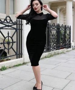 Collectif Wednesday Velvet Pencil Dress