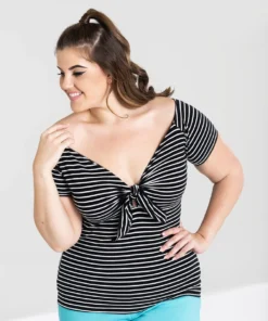 Hell Bunny Hannah Top - Black/Ivory