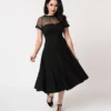 Unique Vintage Shirelle Swing Dress - Black 2 Unique Vintage Shirelle Swing Dress - Black
