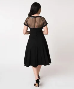 Unique Vintage Shirelle Swing Dress - Black
