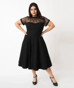 Unique Vintage Shirelle Swing Dress - Black