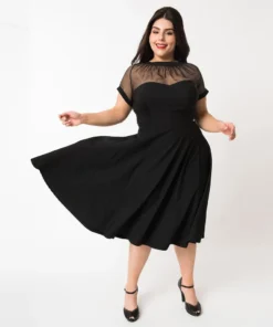 Unique Vintage Shirelle Swing Dress - Black