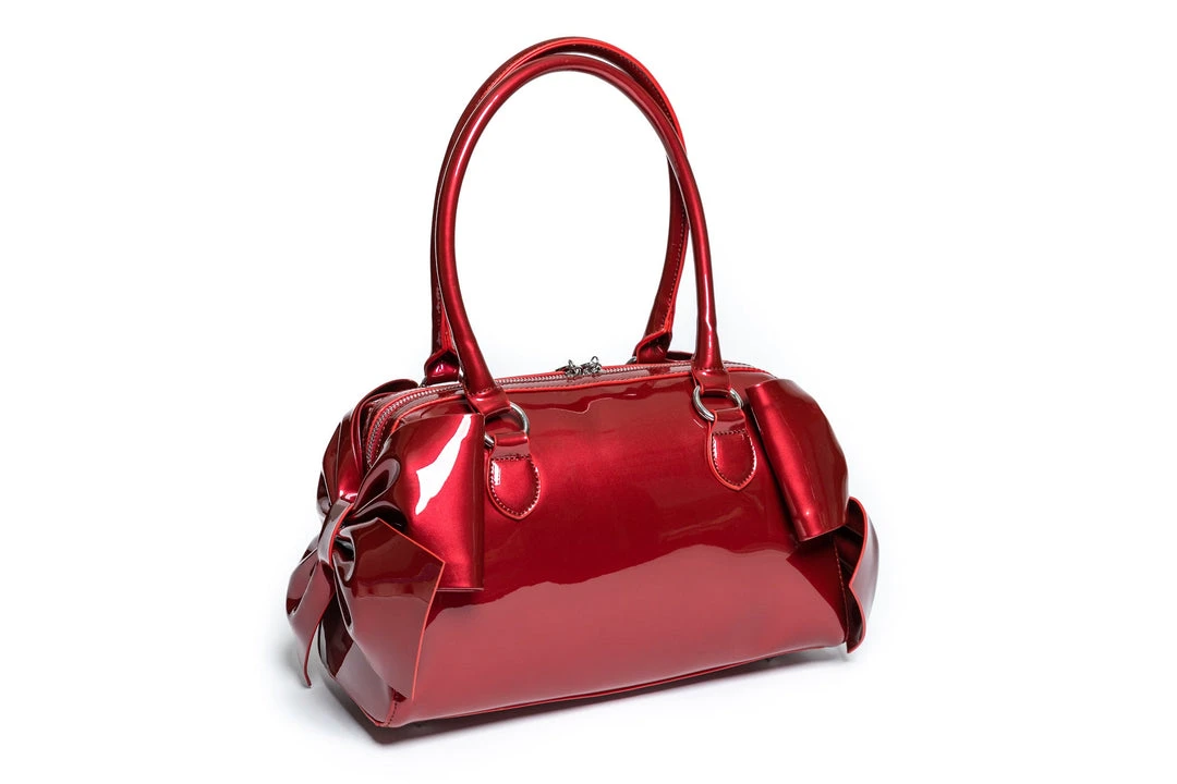 Lux De Ville Double Bow Tote - Red Shiny 4 Lux De Ville Double Bow Tote - Red Shiny