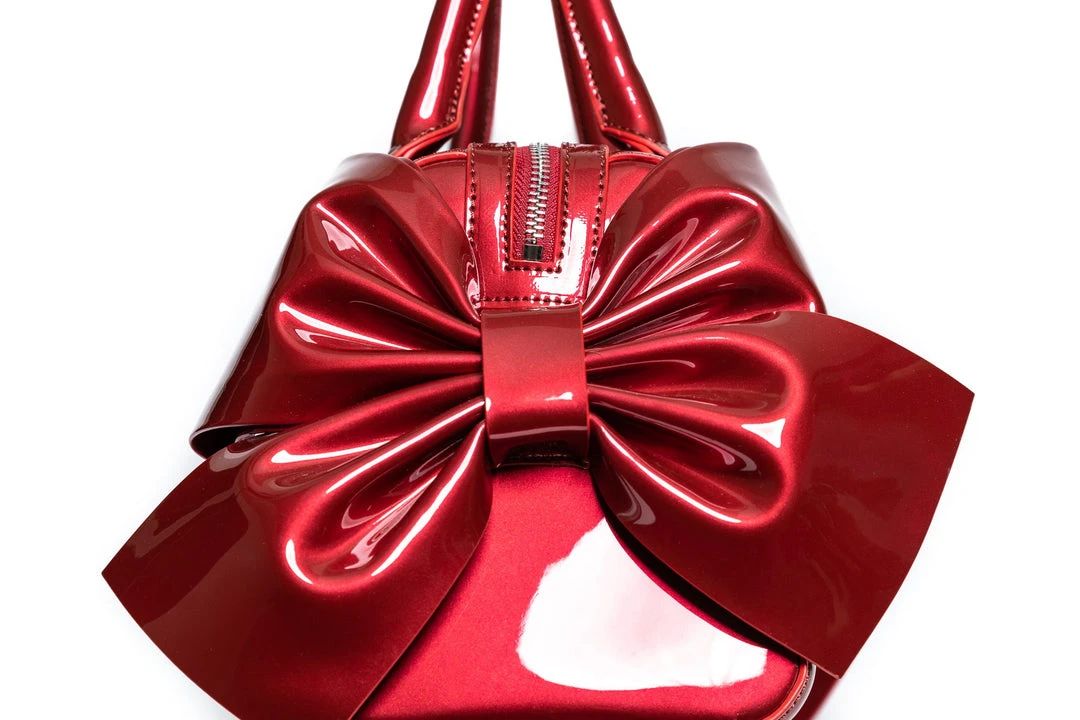 Lux De Ville Double Bow Tote - Red Shiny 5 Lux De Ville Double Bow Tote - Red Shiny