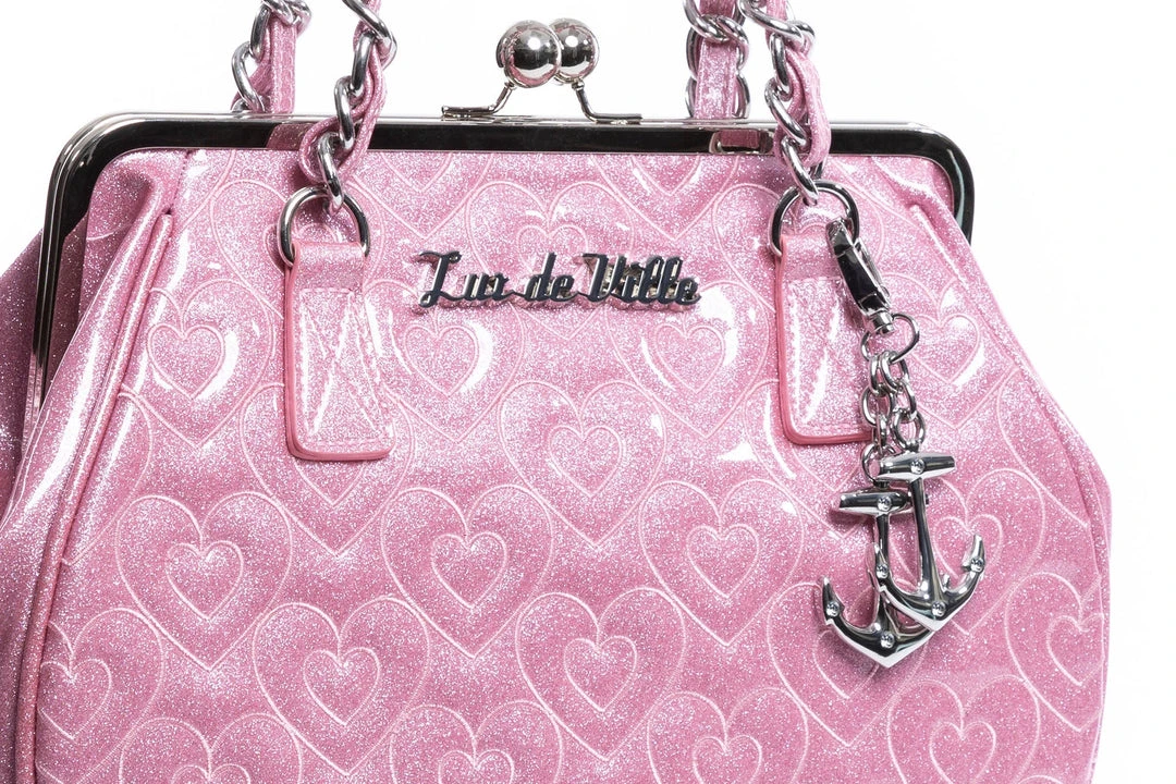 Lux De Ville Ahoy Kiss Lock Bag - Bashful Blush Sparkle 5 Lux De Ville Ahoy Kiss Lock Bag - Bashful Blush Sparkle
