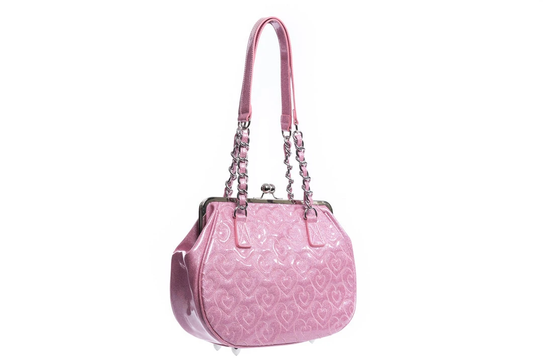 Lux De Ville Ahoy Kiss Lock Bag - Bashful Blush Sparkle 4 Lux De Ville Ahoy Kiss Lock Bag - Bashful Blush Sparkle