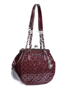 Lux De Ville Ahoy Kiss Lock Bag - Burgundy Crinkle Patent