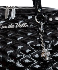 Lux De Ville Temptress Tote Medium - Black Crinkle Patent 8 Lux De Ville Temptress Tote Medium - Black Crinkle Patent