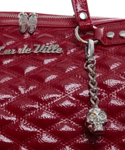 Lux De Ville Temptress Tote Medium - Red Crinkle Patent 8 Lux De Ville Temptress Tote Medium - Red Crinkle Patent
