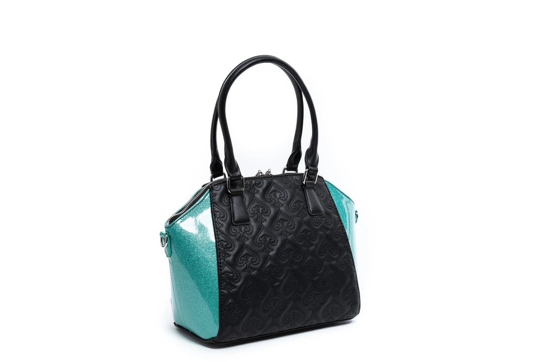 Lux De Ville Lady Lux Medium Tote - Black & Mermaid Blue Sparkle 4 Lux De Ville Lady Lux Medium Tote - Black & Mermaid Blue Sparkle