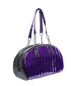 Lux De Ville Roulette Tote - Black & Poisonous Purple Sparkle